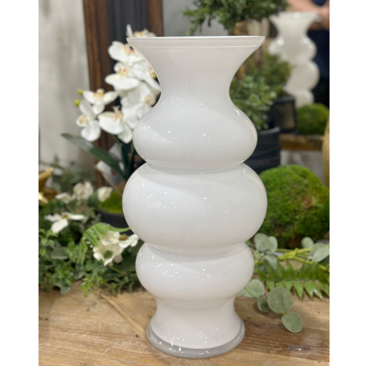 White Hourglass Fluted Vases