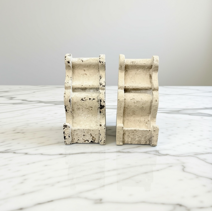 Distressed White Magnesia Corbel Bookends