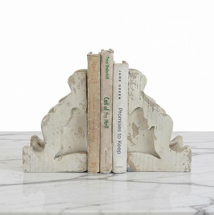 Distressed White Magnesia Corbel Bookends