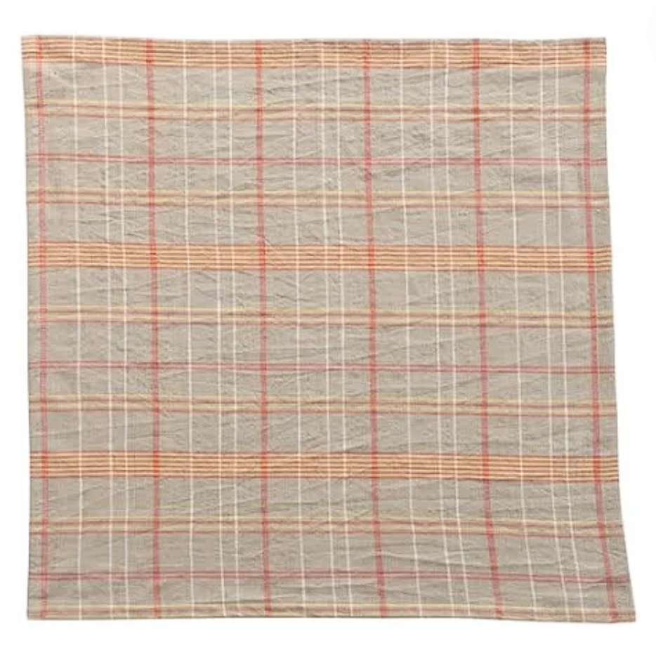 Set/4 Woven Cotton Plaid Napkins