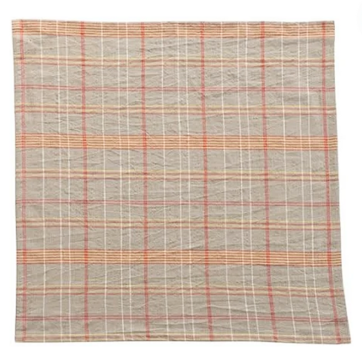 Set/4 Woven Cotton Plaid Napkins