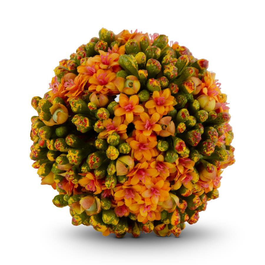 A decorative artificial Kalanchoe ball with orange flowers and green foliage.