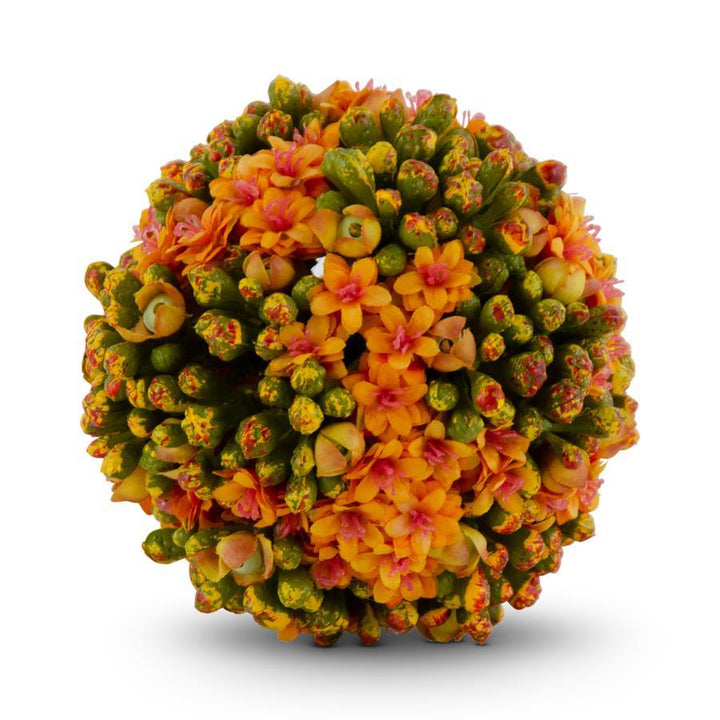 A decorative artificial Kalanchoe ball with orange flowers and green foliage.