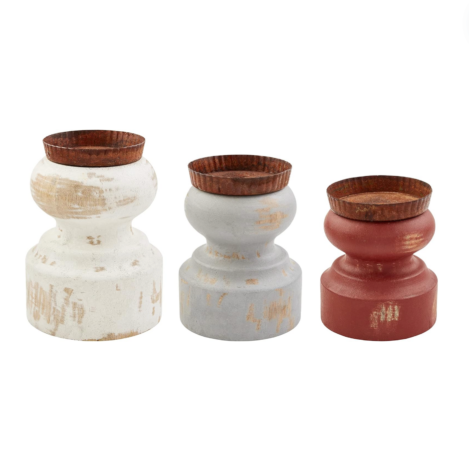 Set/3 Farmhouse Candle Stands