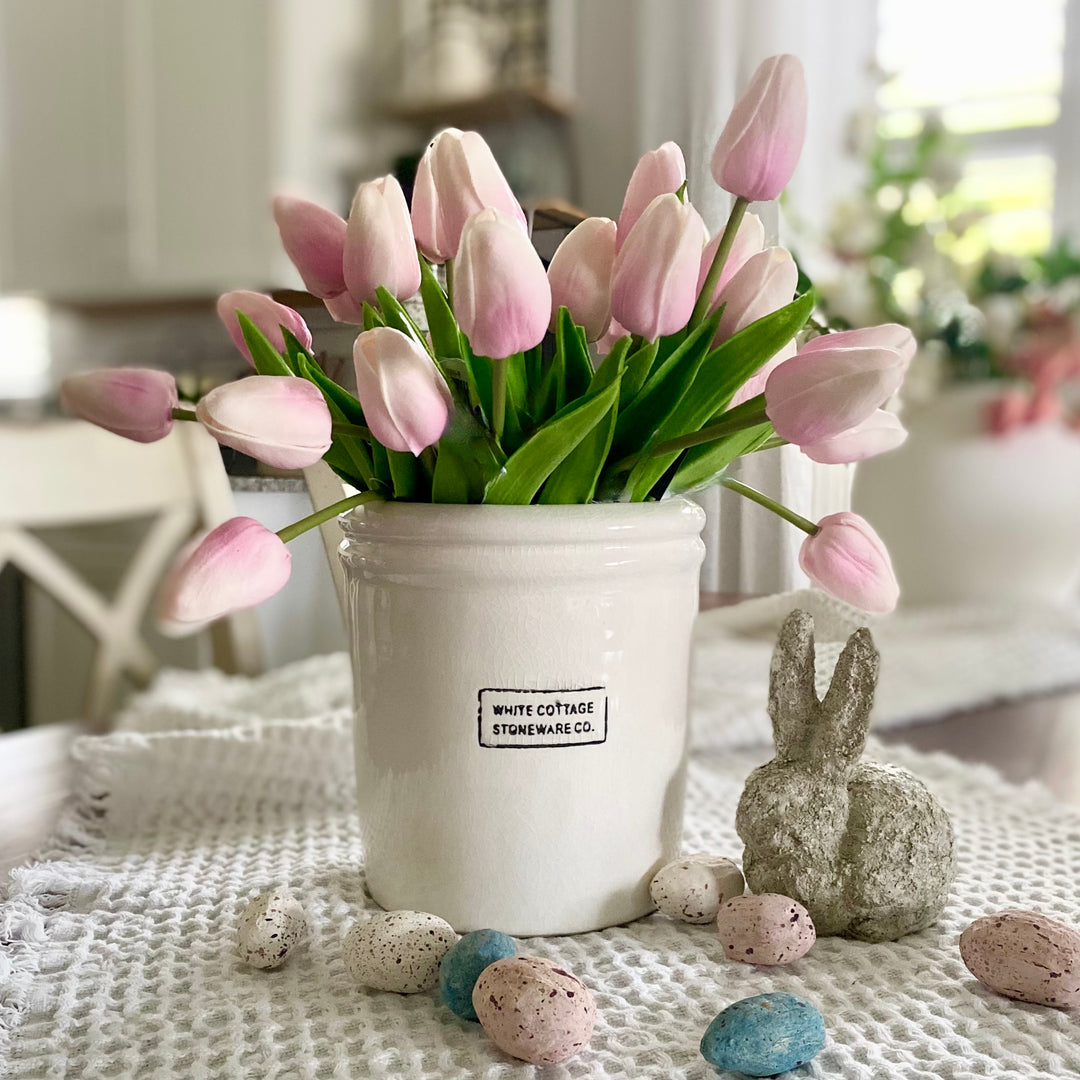 Set/6 Pink Real Touch Tulip Stems