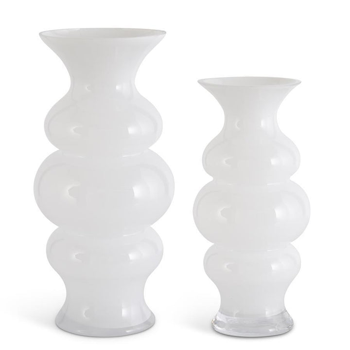 White Hourglass Fluted Vases