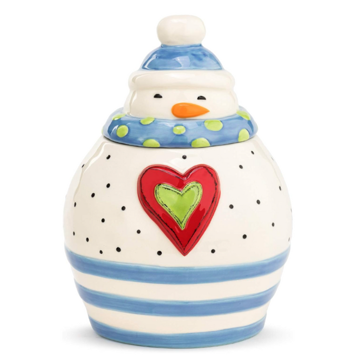 Striped Snowman Cookie Jar