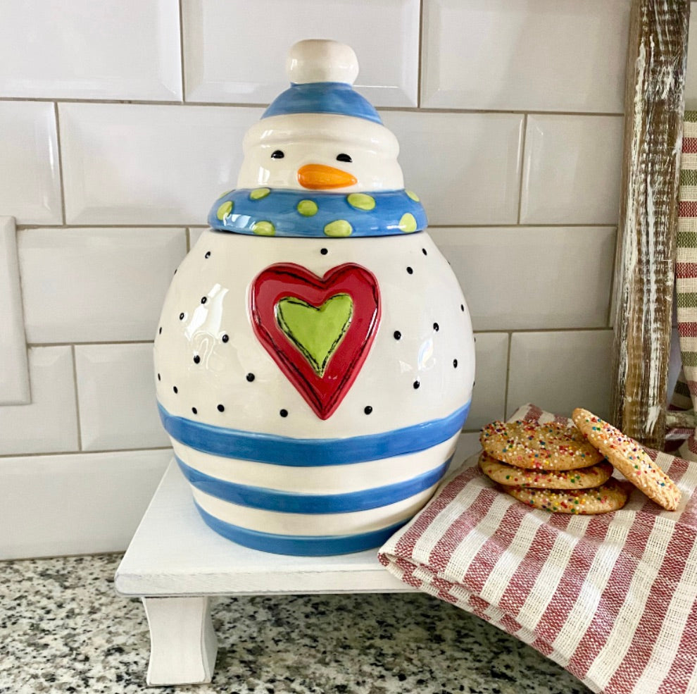 Striped Snowman Cookie Jar
