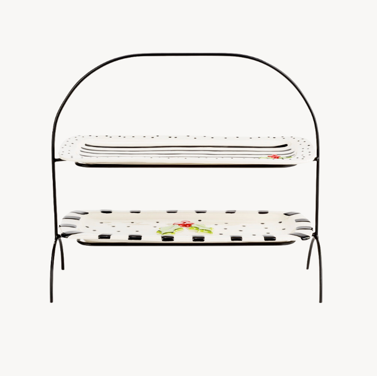 Stoneware Tiered Platter Stand