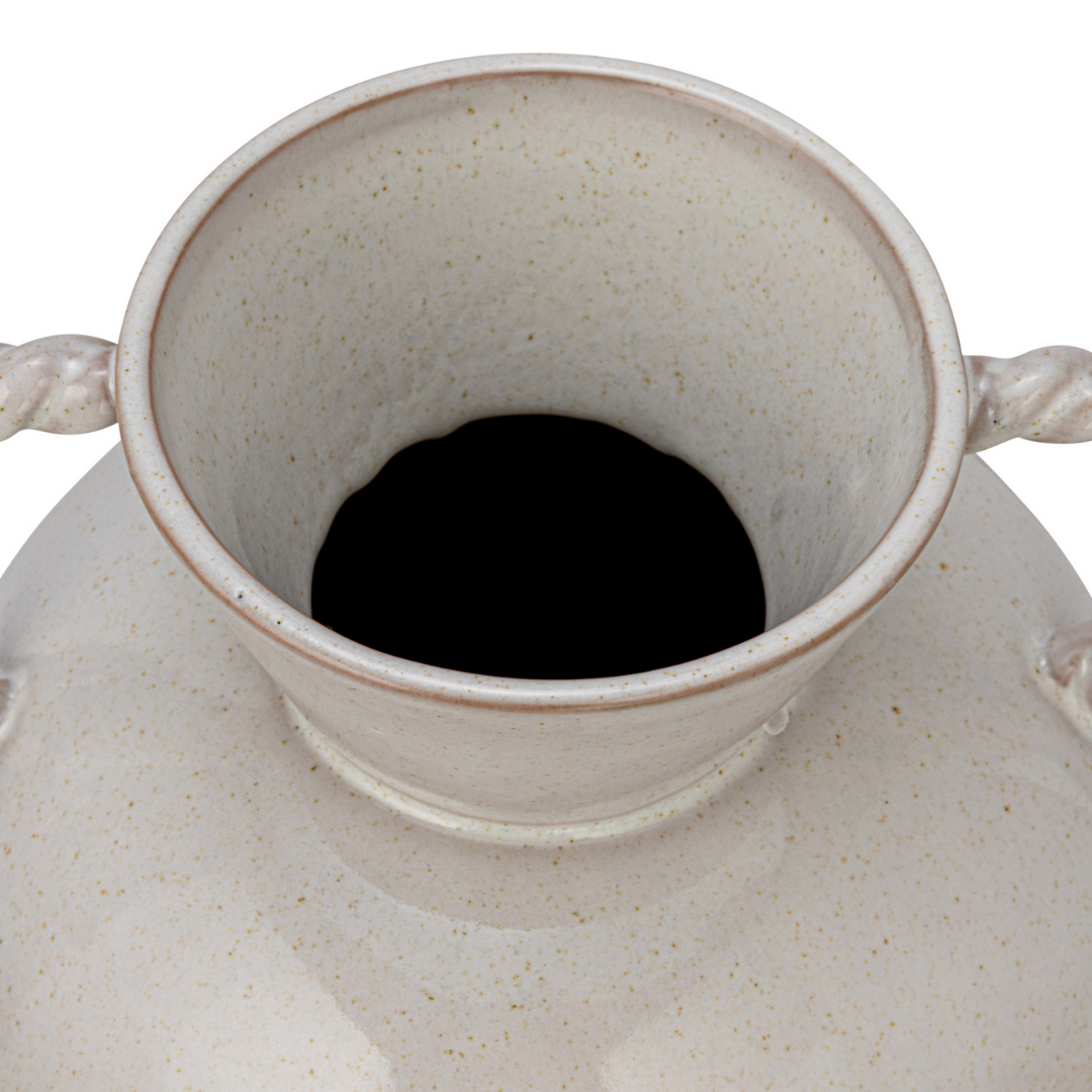 Twisted Handle Stoneware Vase