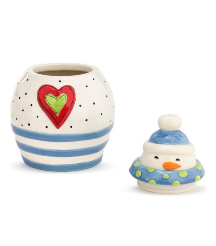 Striped Snowman Cookie Jar