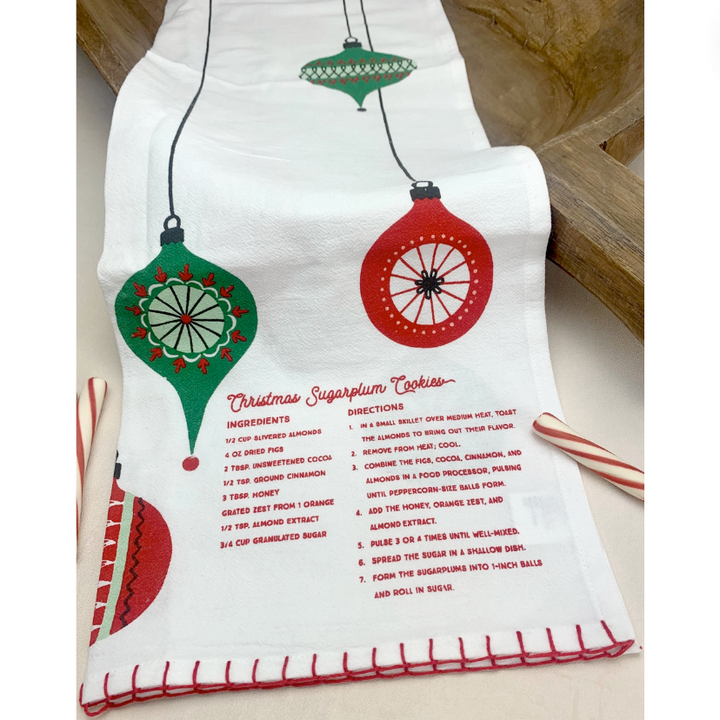 Christmas Sugarplum Cookie Recipe Tea Towel