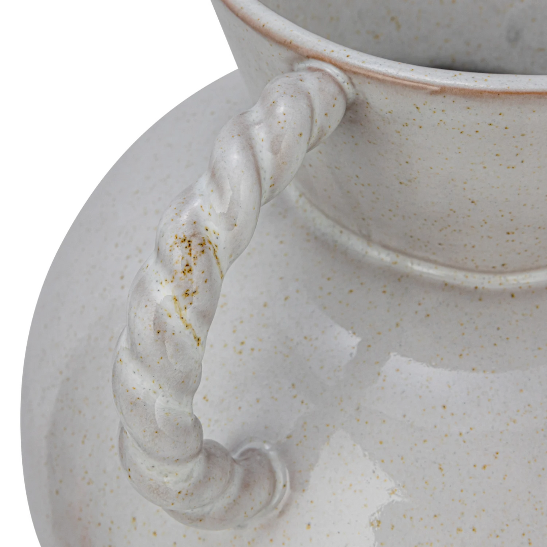 Twisted Handle Stoneware Vase