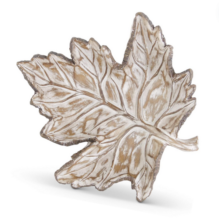 Whitewashed Resin Leaf Tray