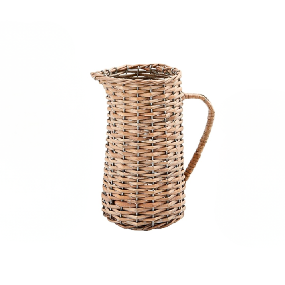 Wicker pitcher on a white background