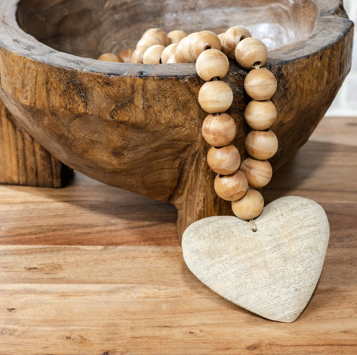 Wooden Heart Bead Garland