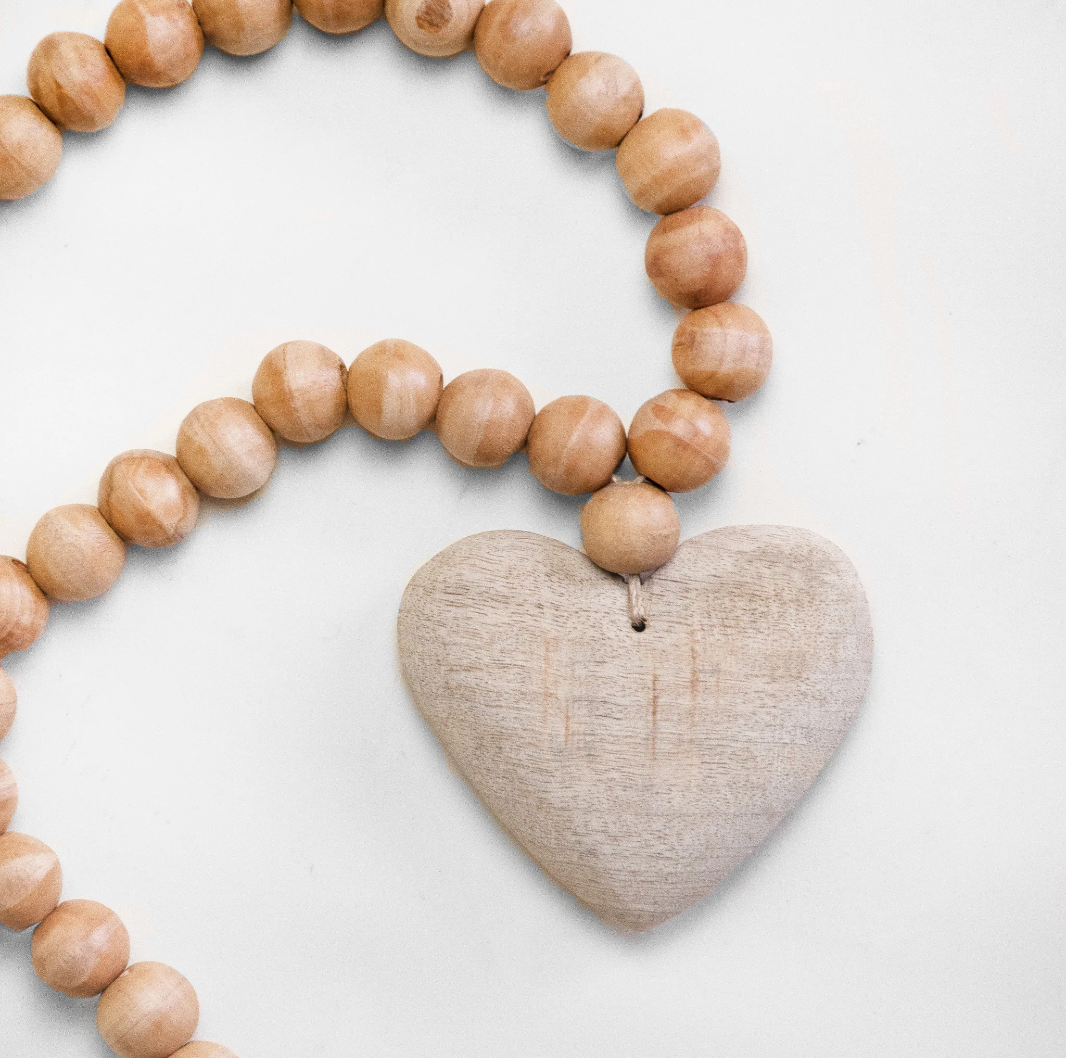 Wooden Heart Bead Garland