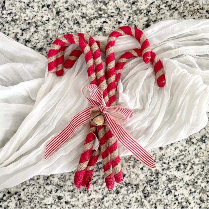 Set/5 Burlap Candy Canes