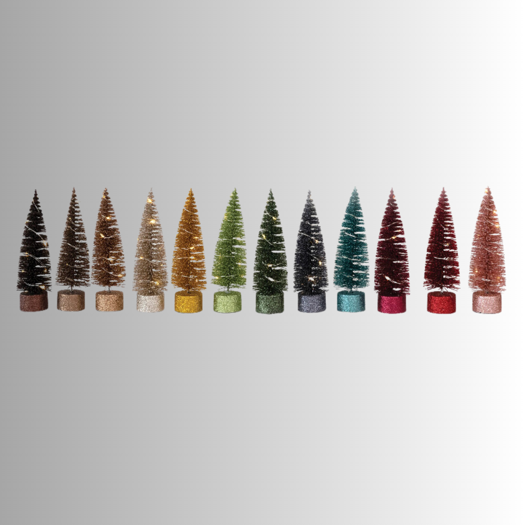 Light-Up Bottle Brush Trees