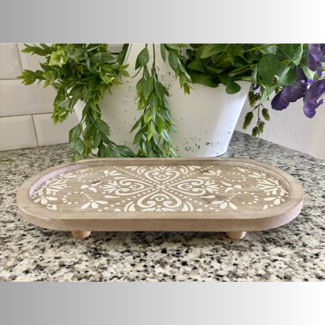 Oval Footed Wood Tray
