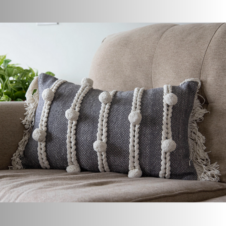 Set/2 Gray Lumbar Pillows