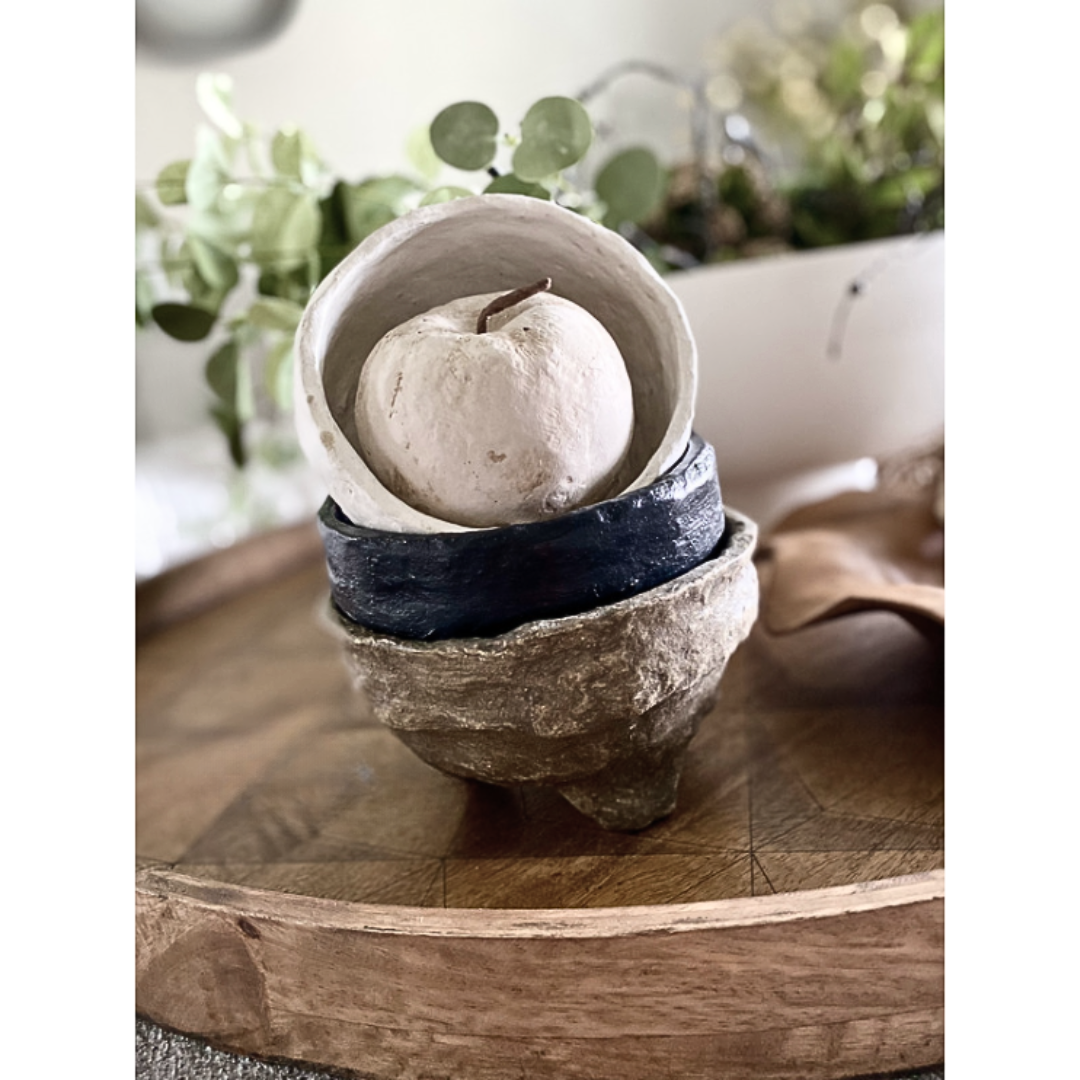 Decorative Paper Maché Footed Bowls