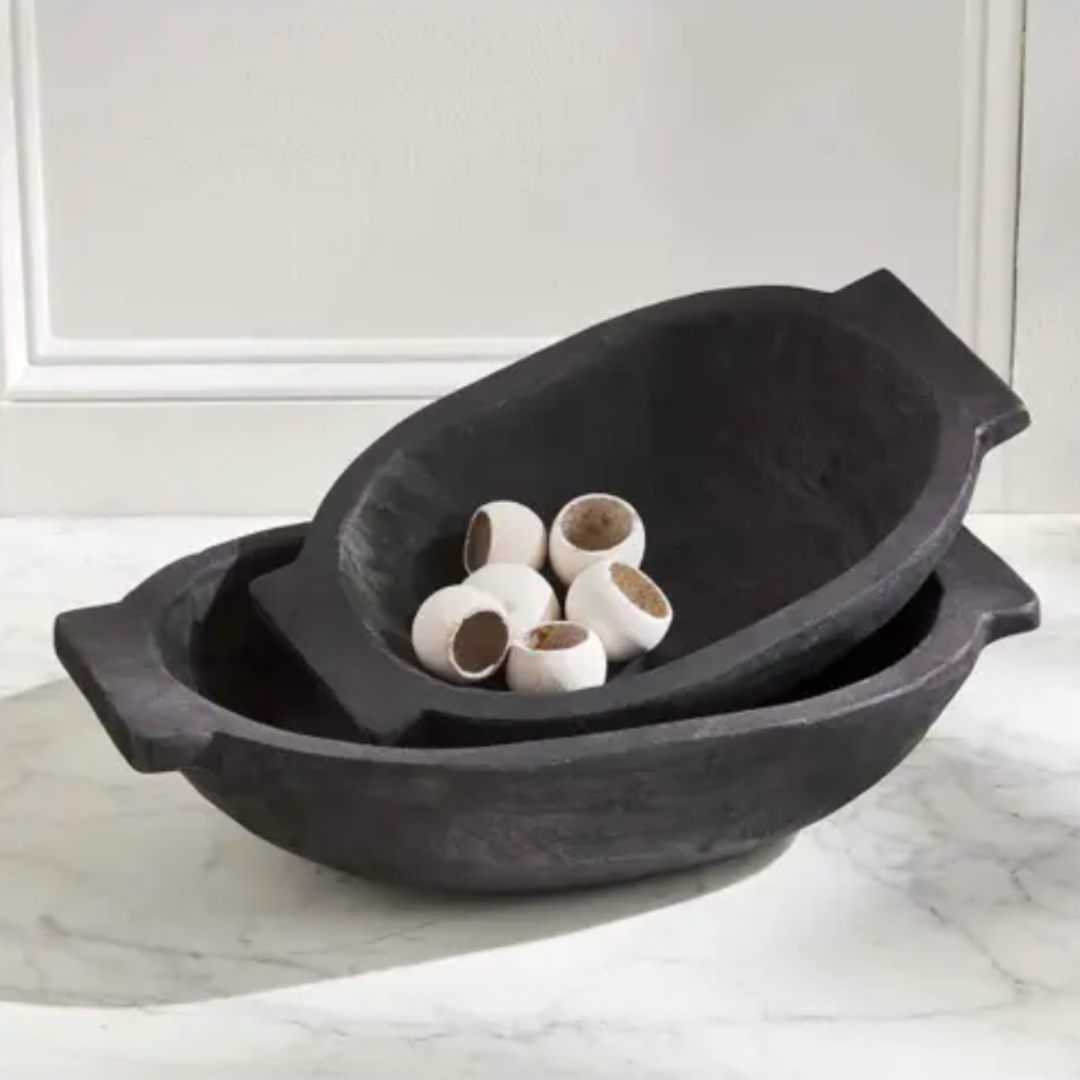 Black Oval Dough Bowl Set