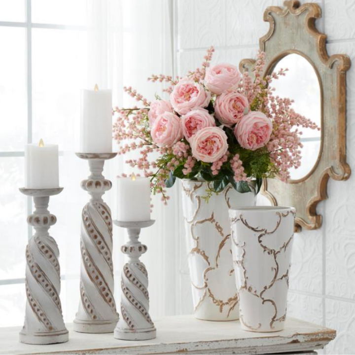Set/2 Scroll Embossed Vases
