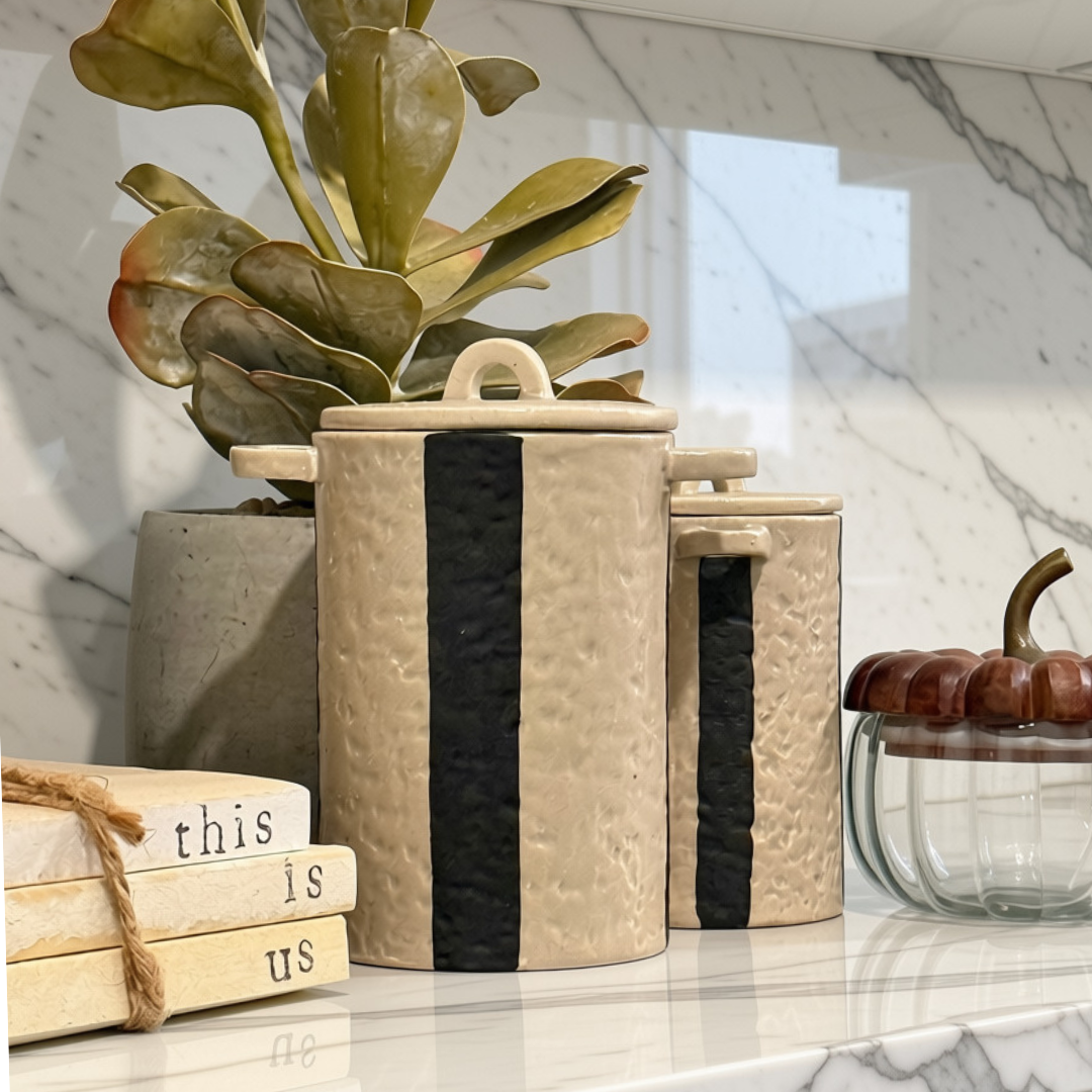 Striped Ceramic Canister Set