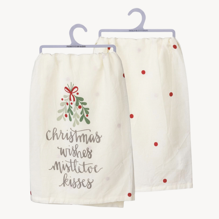 "Christmas Wishes & Mistletoe Kisses" Kitchen Towel