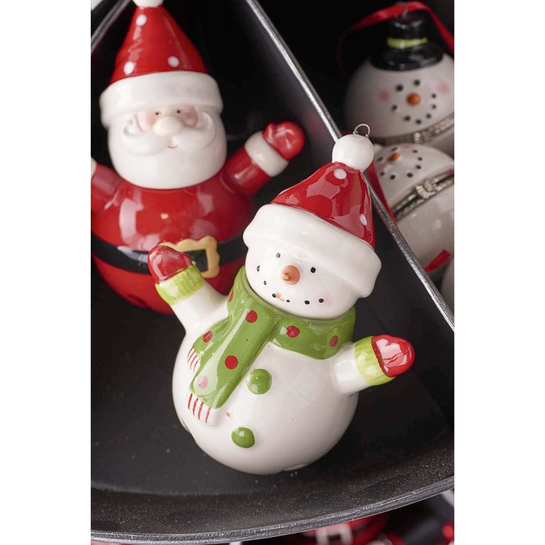 Snowman With Arms Up Bell Ornament