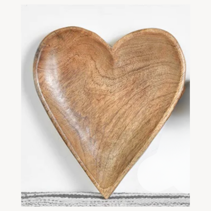 Hand-Carved Mango Wood Heart Shaped Tray