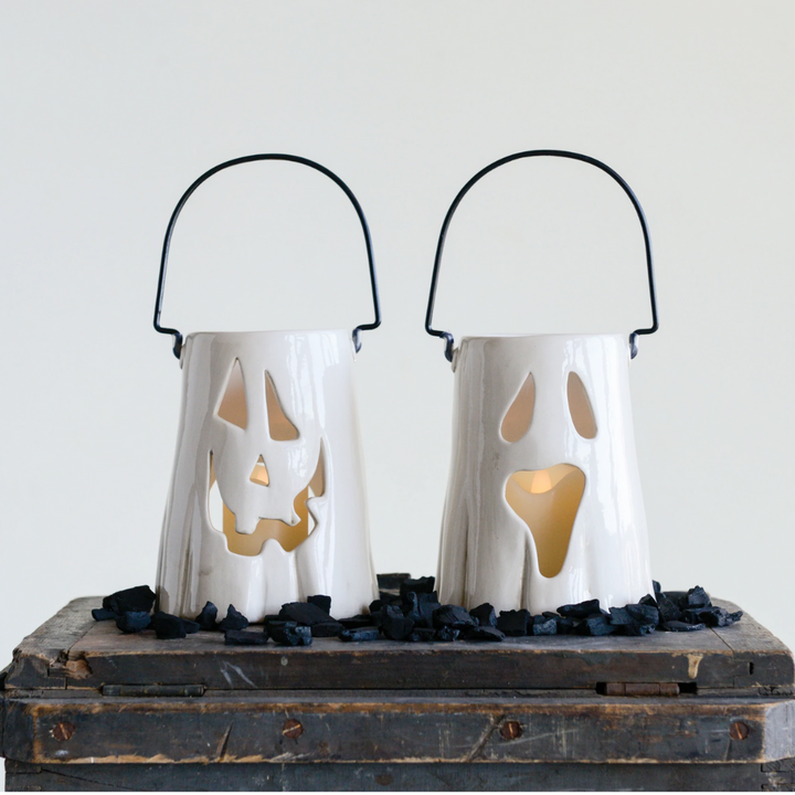 Set/2 Ceramic Ghost Lanterns
