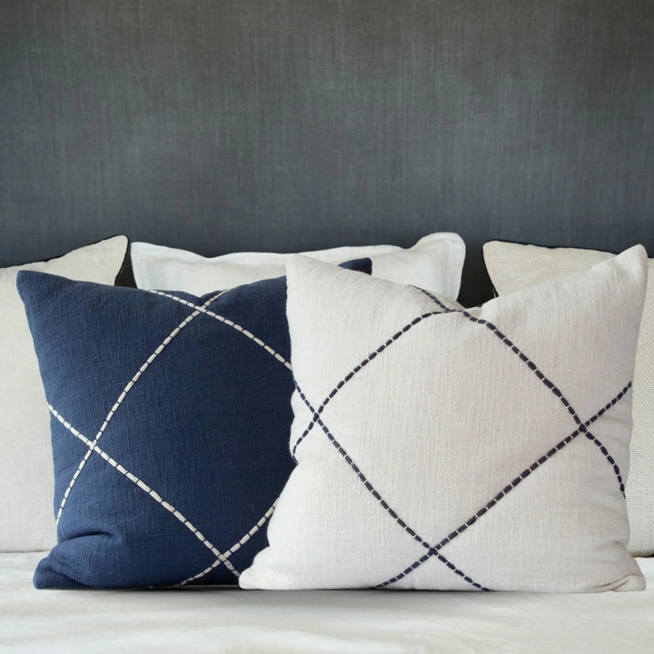 Set/2 Criss Cross Embroidered Pillow Covers