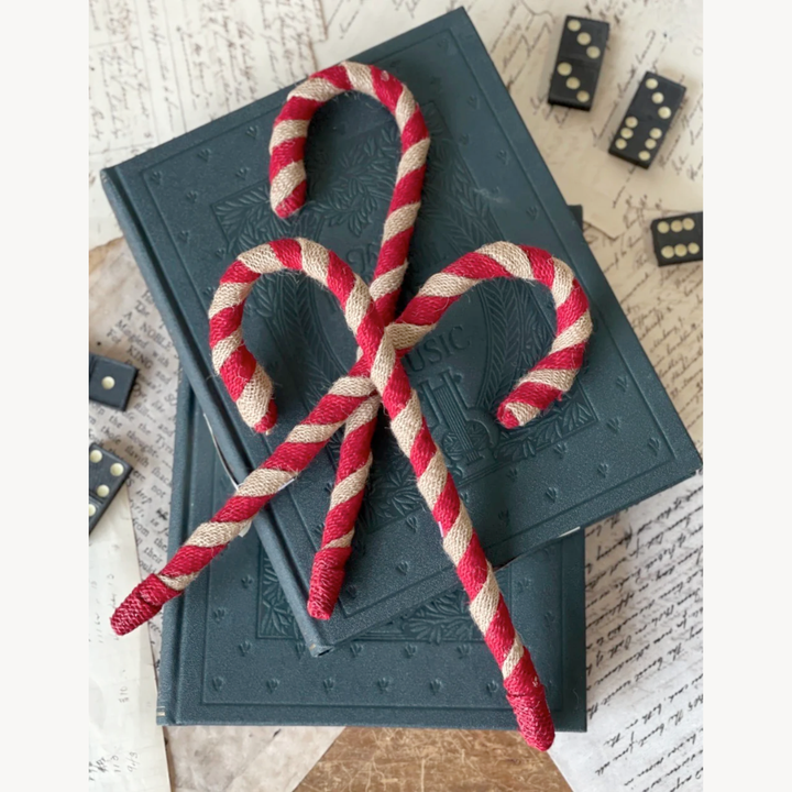 Set/3 Burlap Candy Cane Ornaments