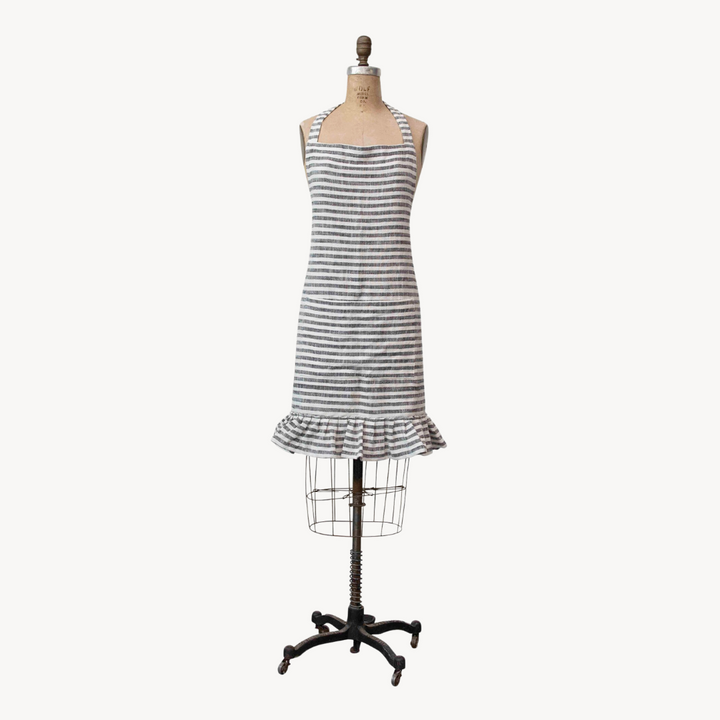Striped Apron With Ruffle