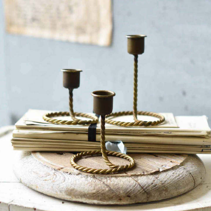 Set/3 Twisted Rope Candle Holders