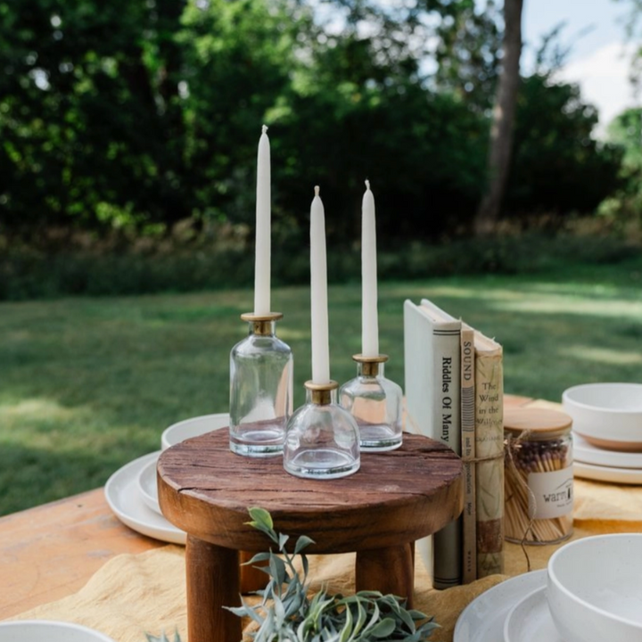 4-Piece Glass Taper Candle Holder Set