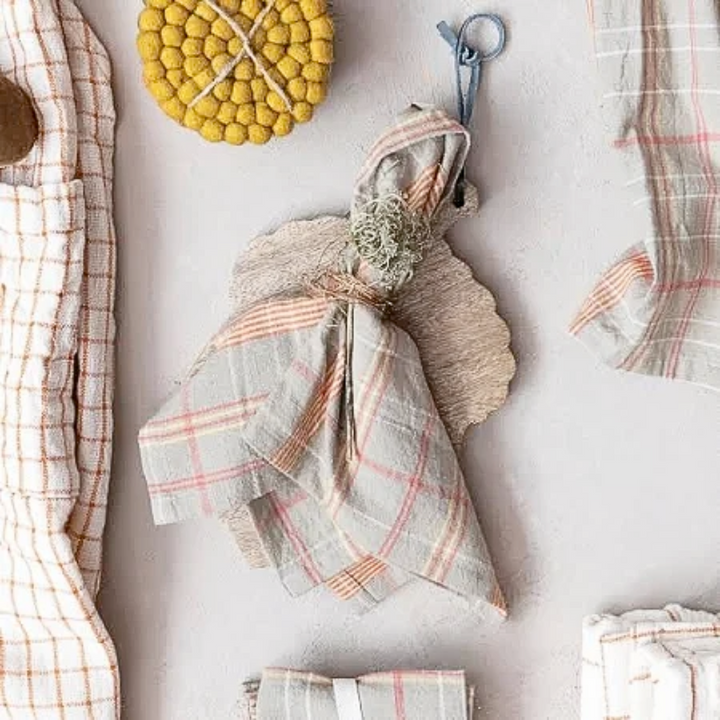 Set/4 Woven Cotton Plaid Napkins