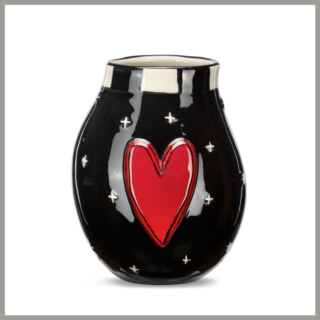 Red Heart & Black Mini Vase