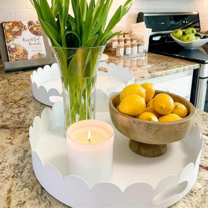 Set/2 Scalloped Metal Trays
