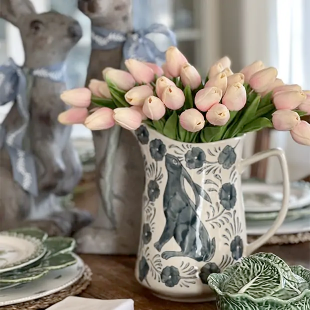 Blue & White Rabbit Pitcher – Decor By Amanda