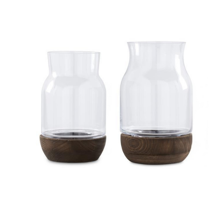 Wood Base Glass Vases