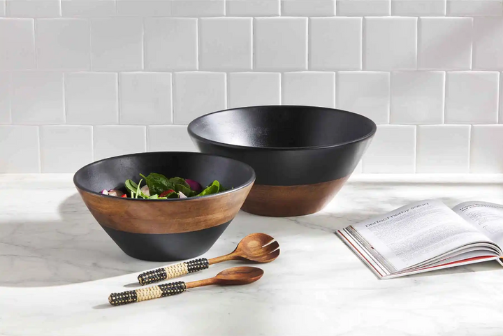 Black & Natural Woven Serving Utensils