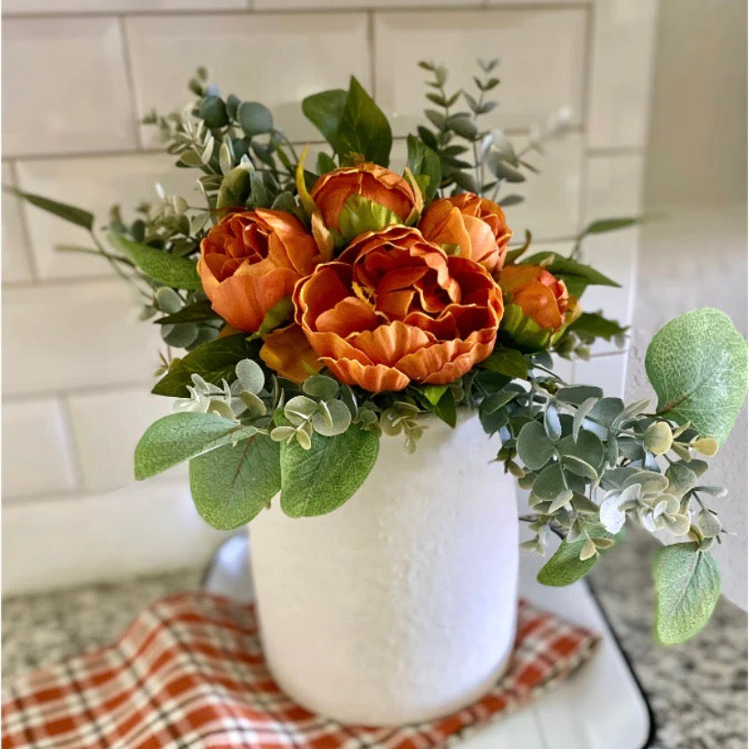 Real Touch Persimmon Peony Blooms