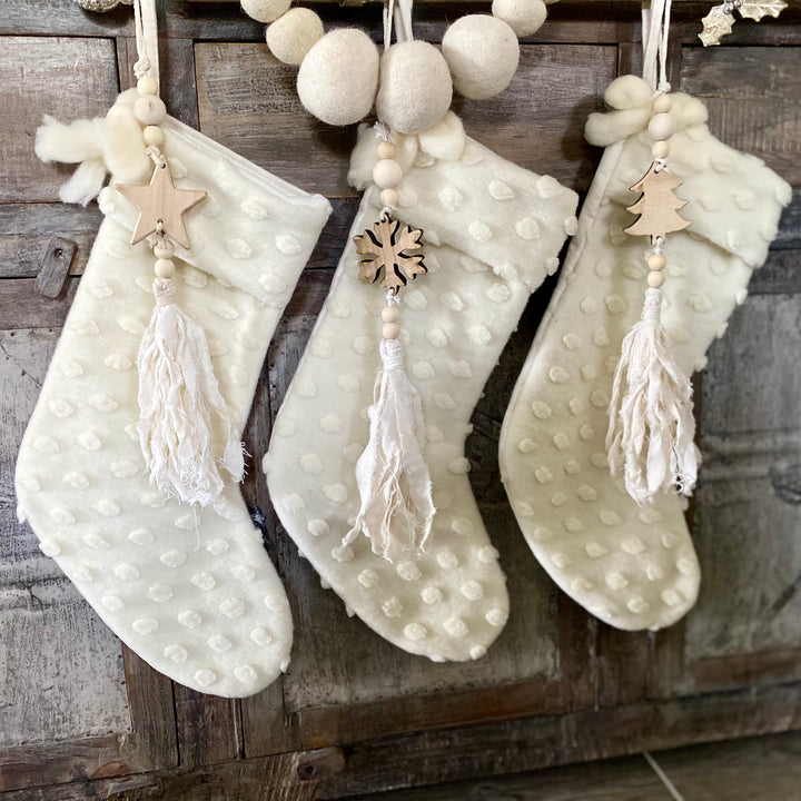 Wooden Charm Ornaments With Beads & Tassels