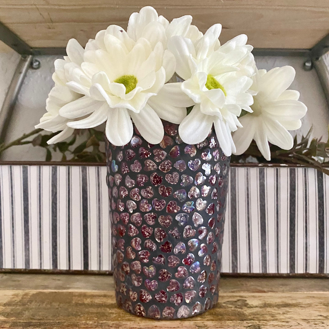 Red Mosaic Heart Vase