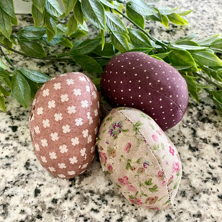 Set/3 Vintage Fabric Eggs