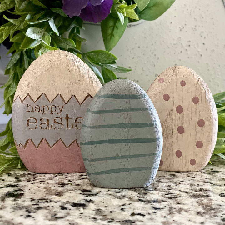 Set/3 Happy Easter Egg Shelf Sitters