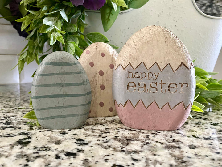 Set/3 Happy Easter Egg Shelf Sitters